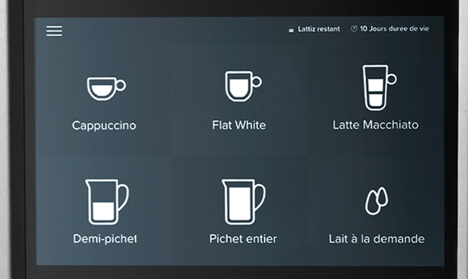 Choisissez votre quantité de lait et le pourcentage de mousse | Lattiz