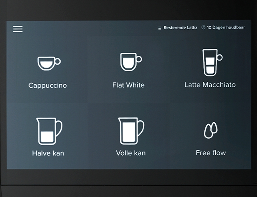 Choose your milk amount and percentage of foam | Lattiz