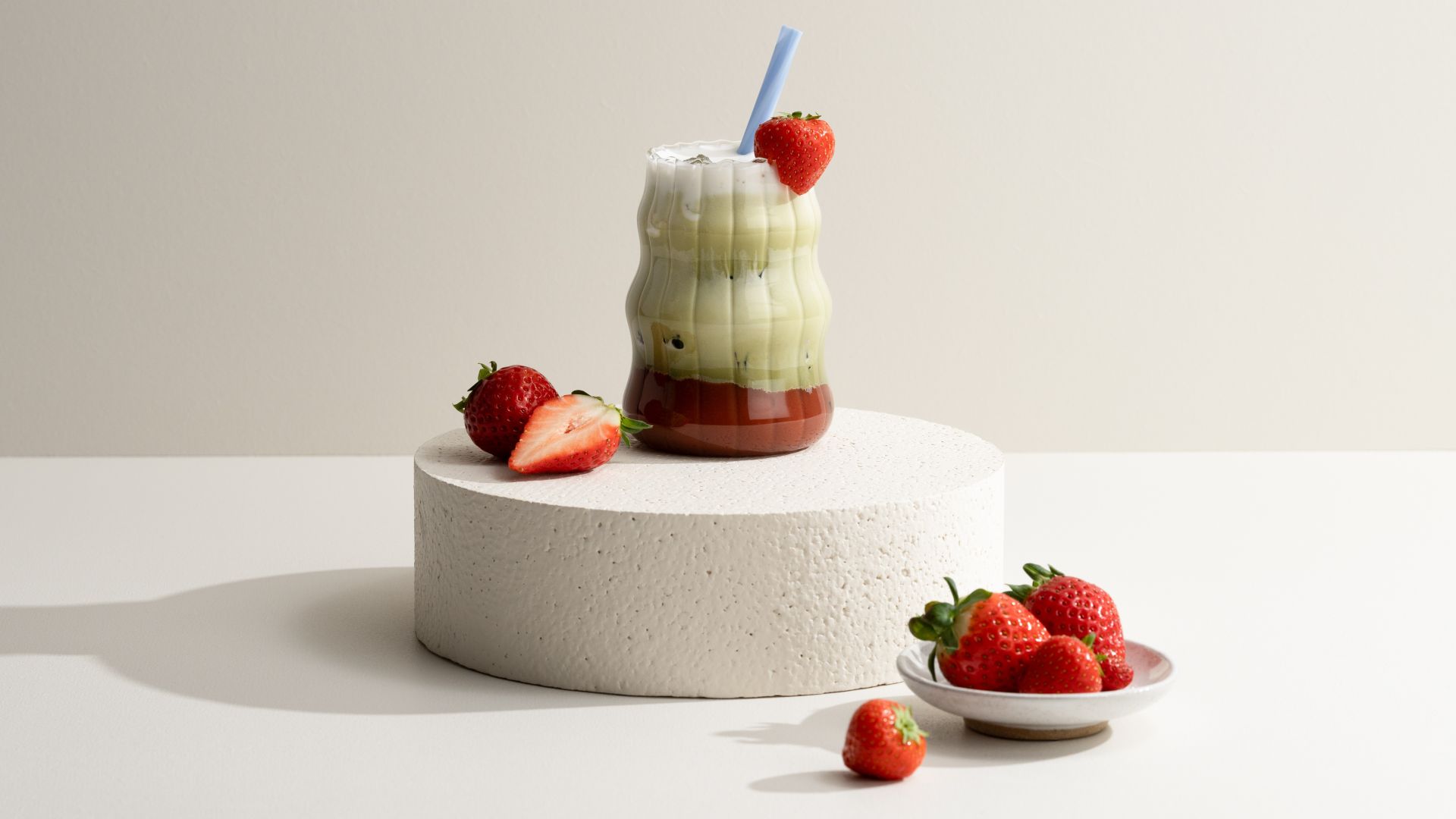 iced strawberry matcha latte