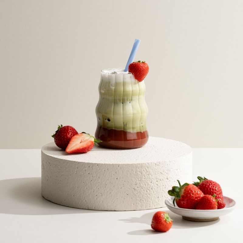 iced strawberry matcha latte